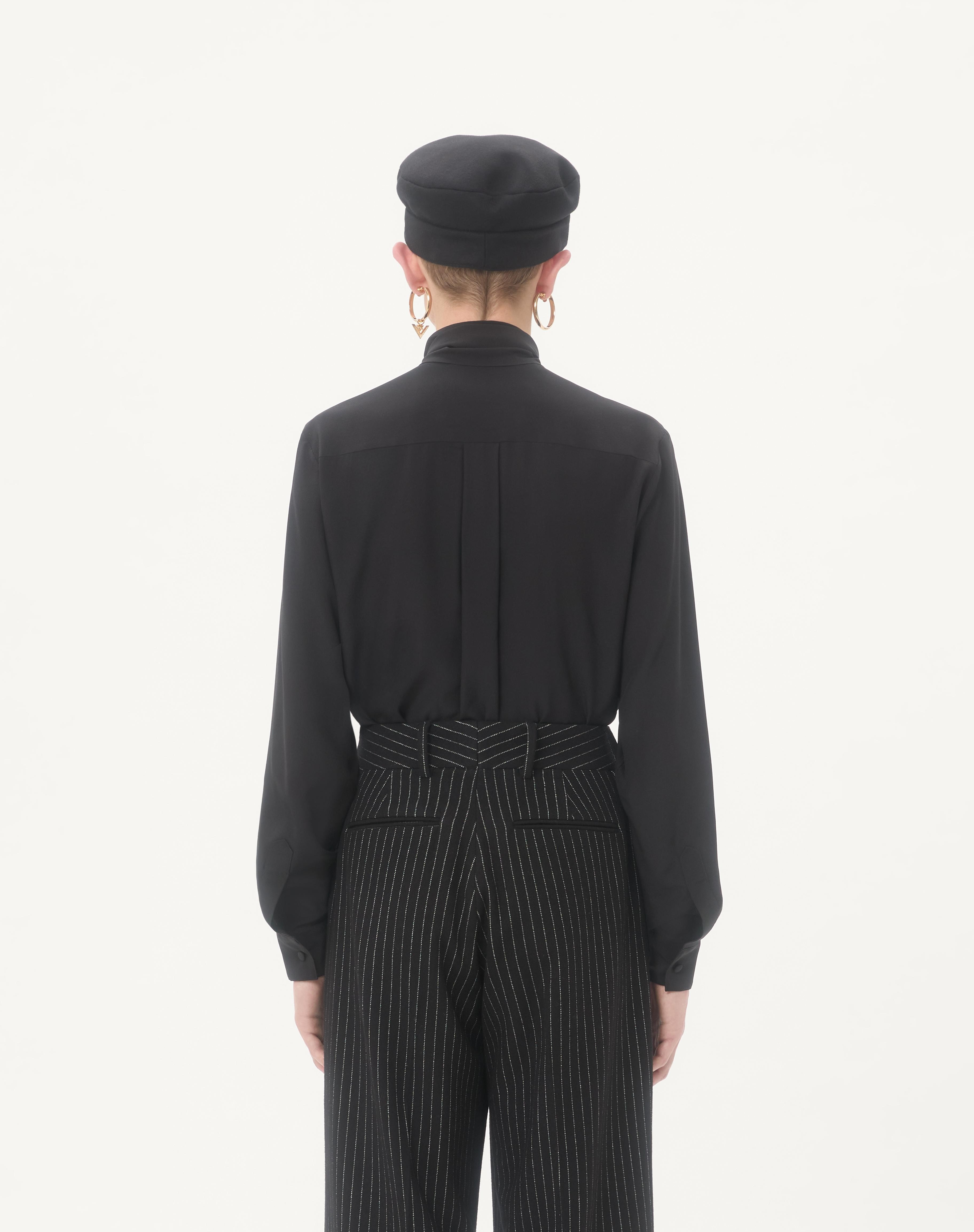 VALENTINO CREPE DE CHINE SILK SHIRT WITH SCARF COLLAR - 7