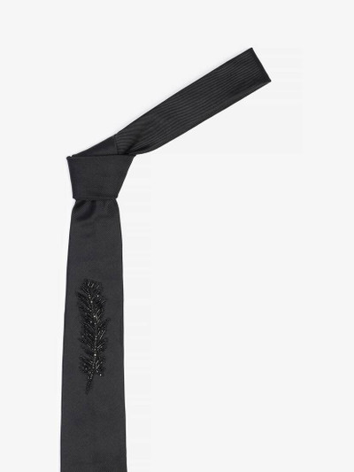 Alexander McQueen Men's Feather Jet Embroidery Tie in Black outlook