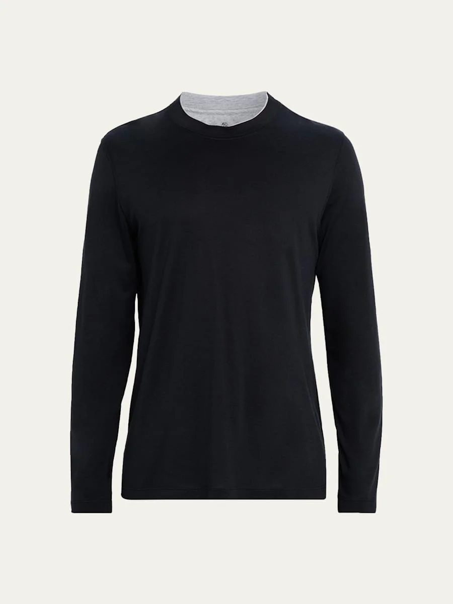 Men's Silk and Cotton Long-Sleeve T-Shirt - 1