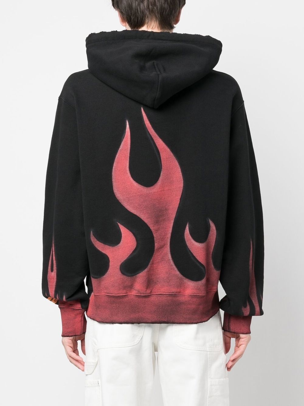 flame-print cotton hoodie - 4