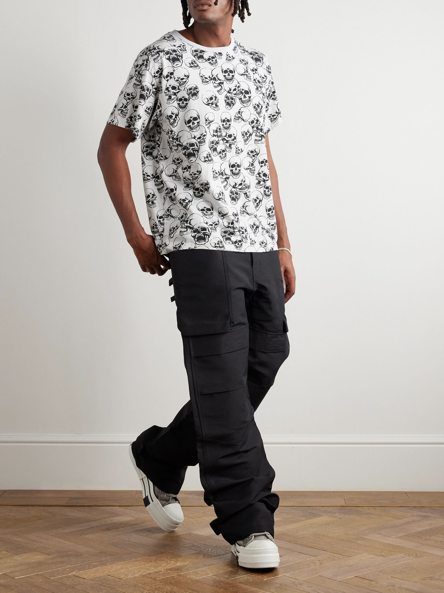 Skull Printed Cotton-Jersey T-Shirt White - 2
