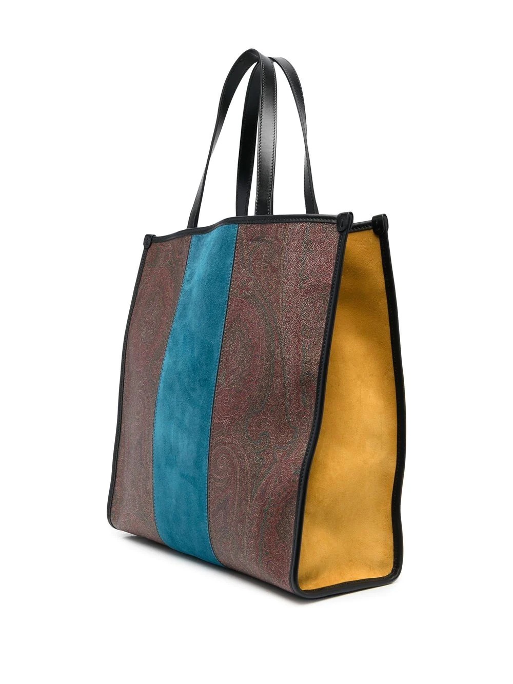 paisley-print colour block tote bag - 4