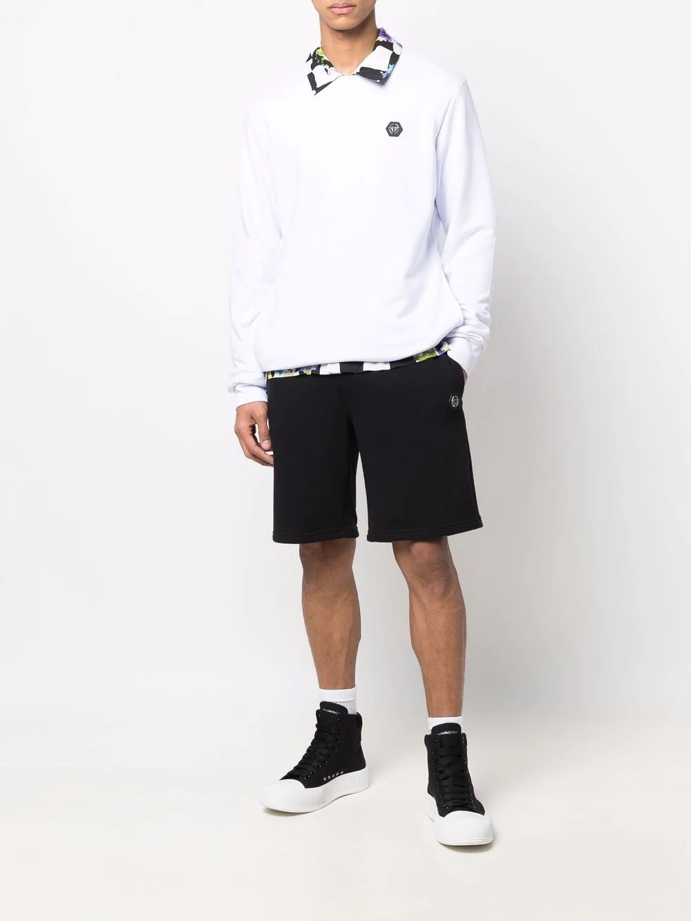 Iconic Plein cotton track shorts - 2