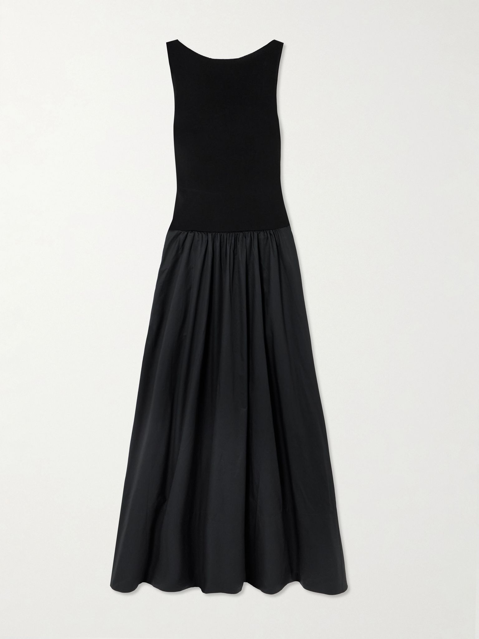 Open-back jersey and cotton-poplin maxi dress Black - 1