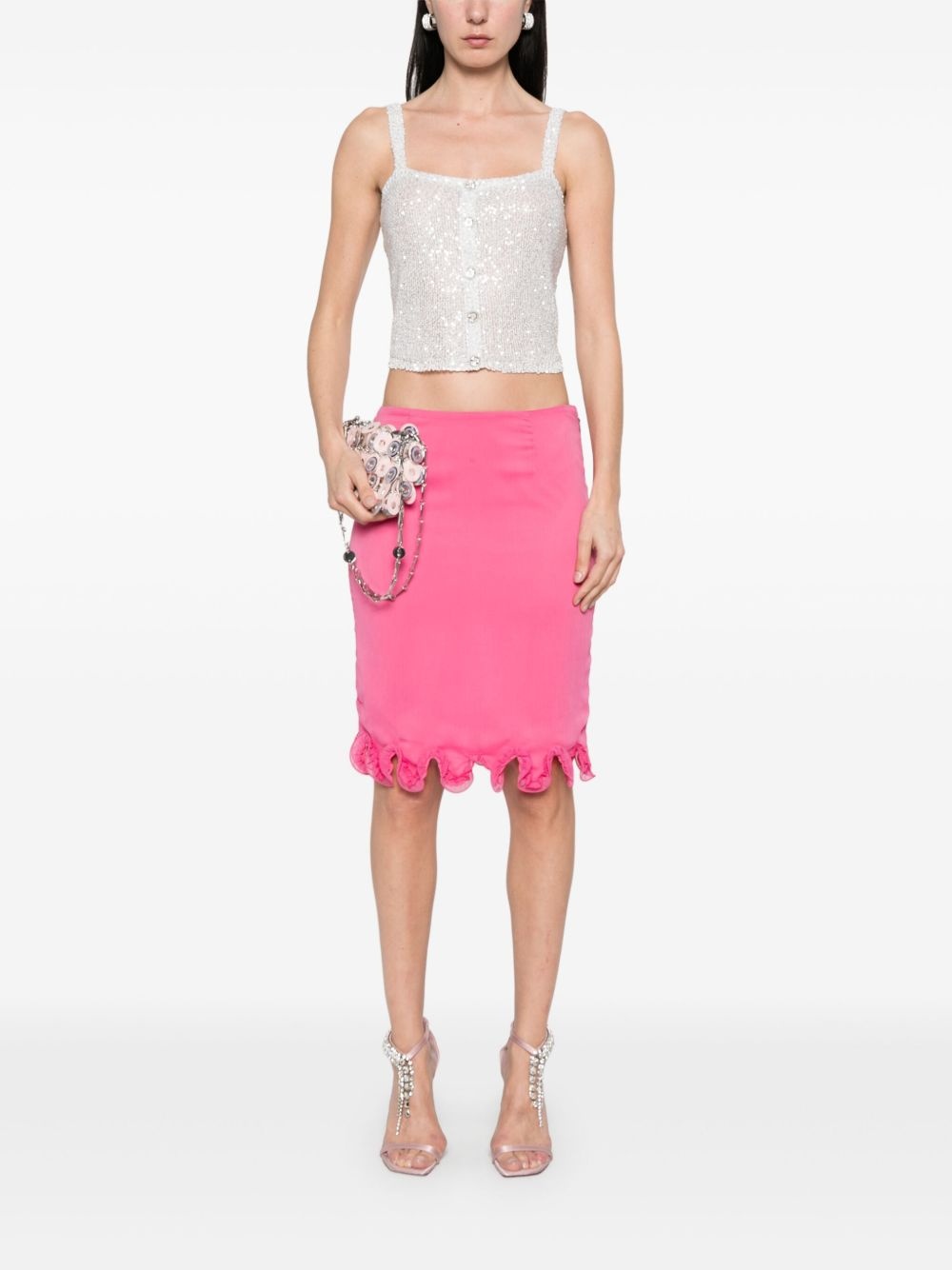 ruffle-trim chiffon skirt - 2