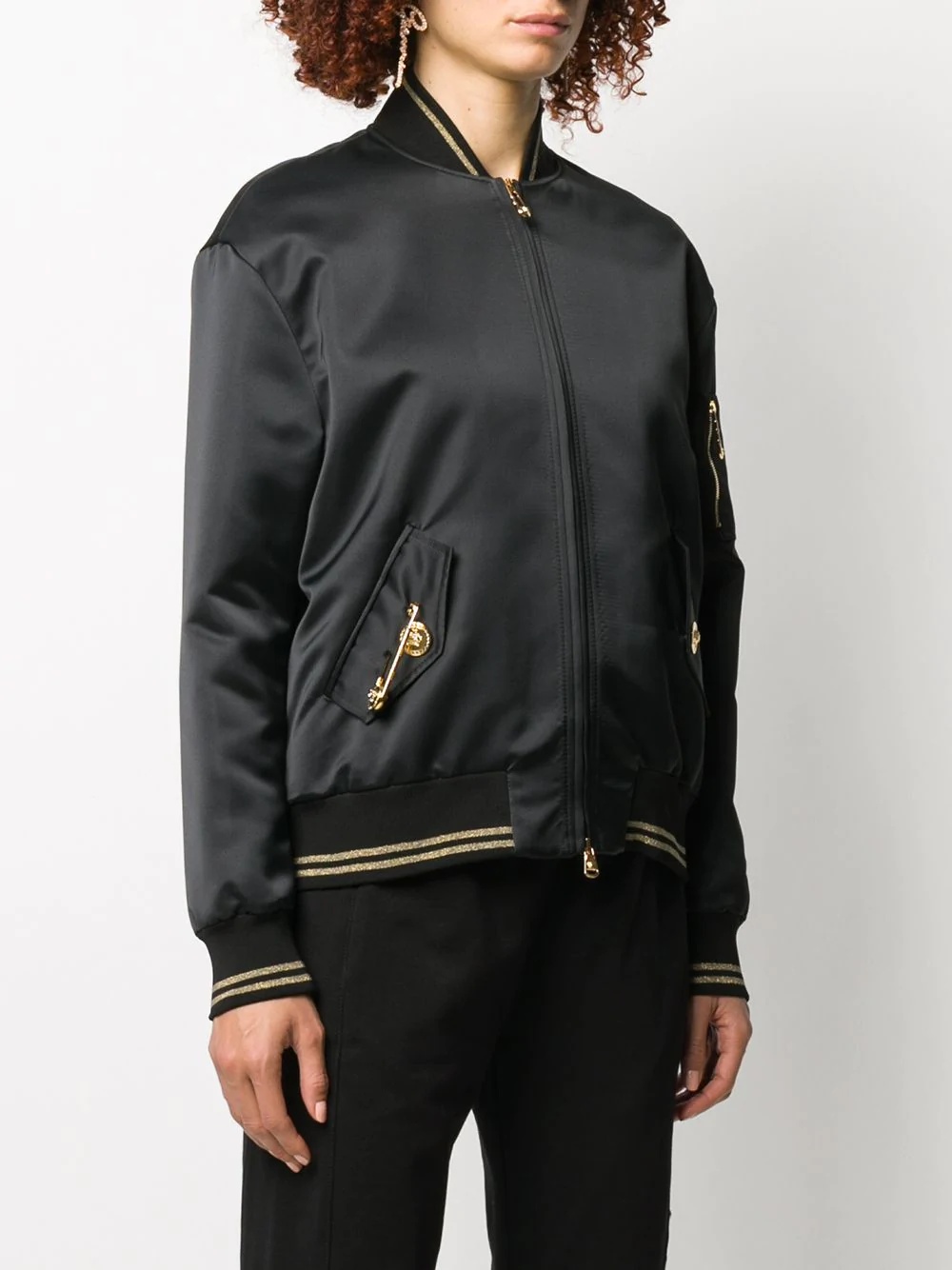 safety pin detail bomber jacket - 3