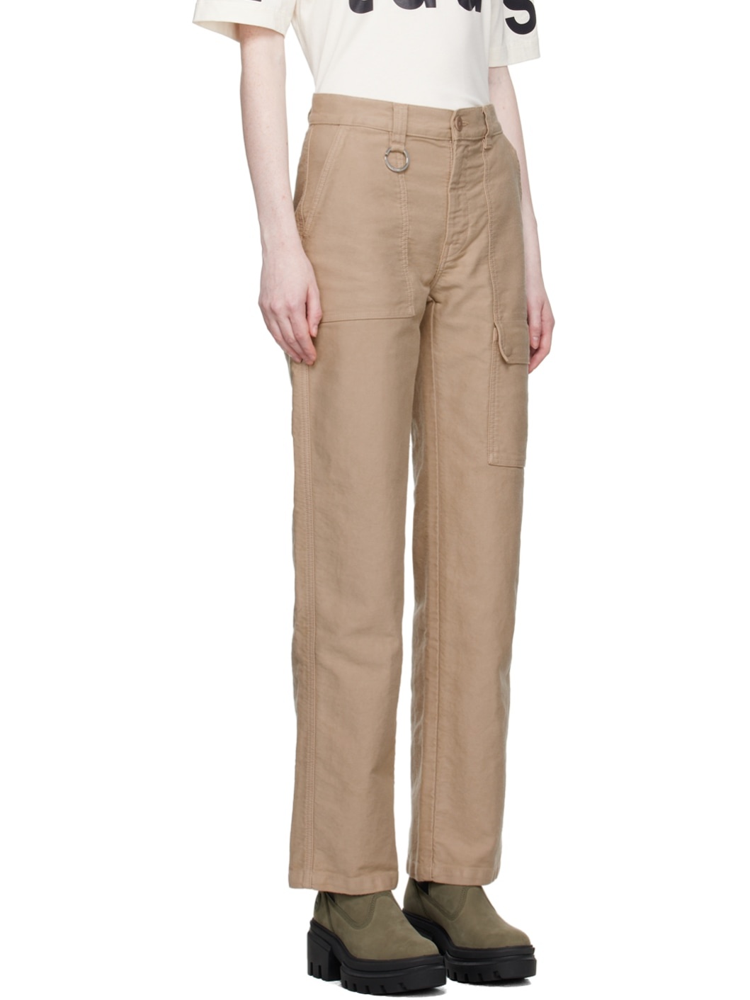 Beige Gravure Trousers - 2