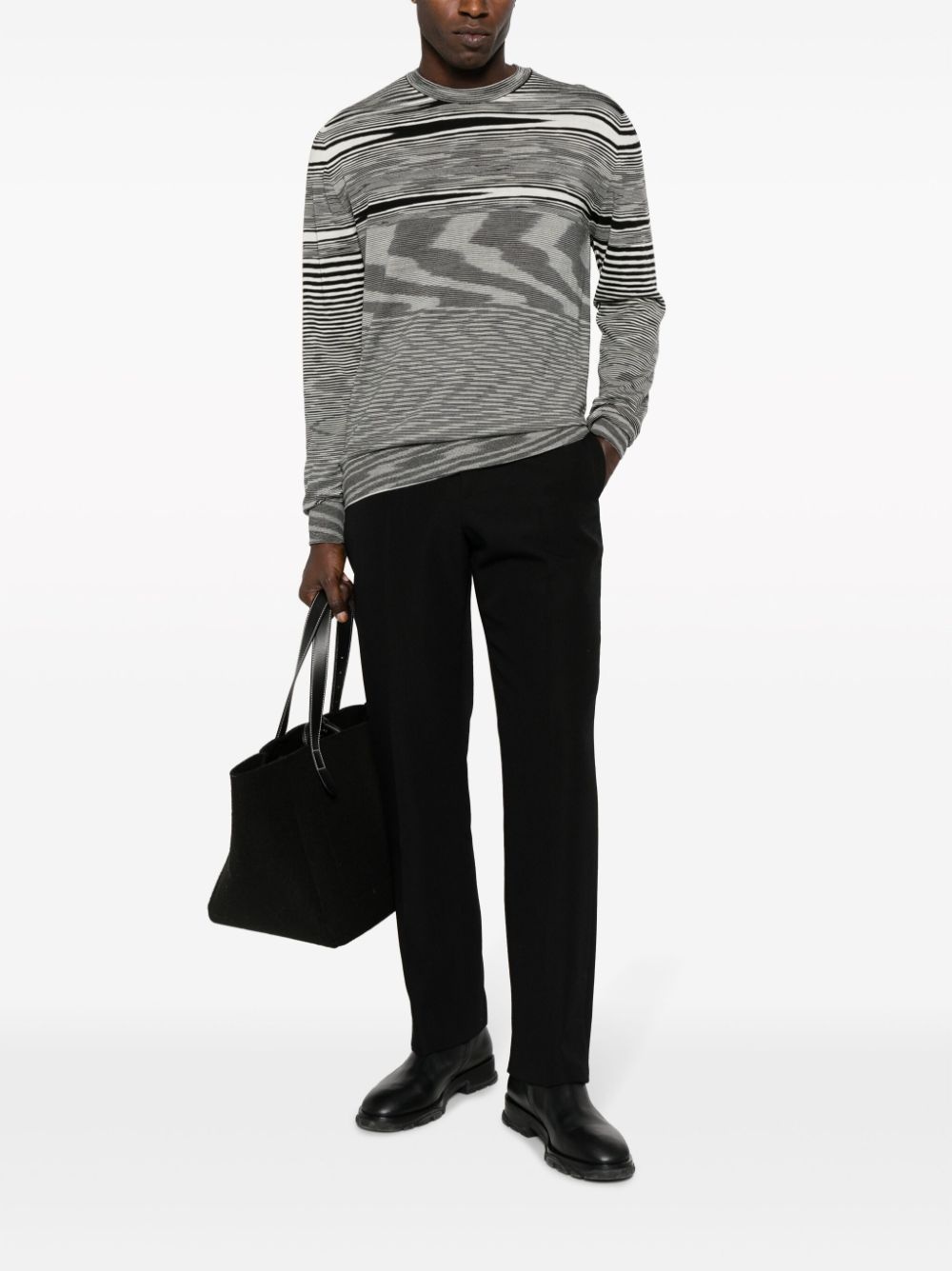 striped intarsia-knit wool jumper - 2