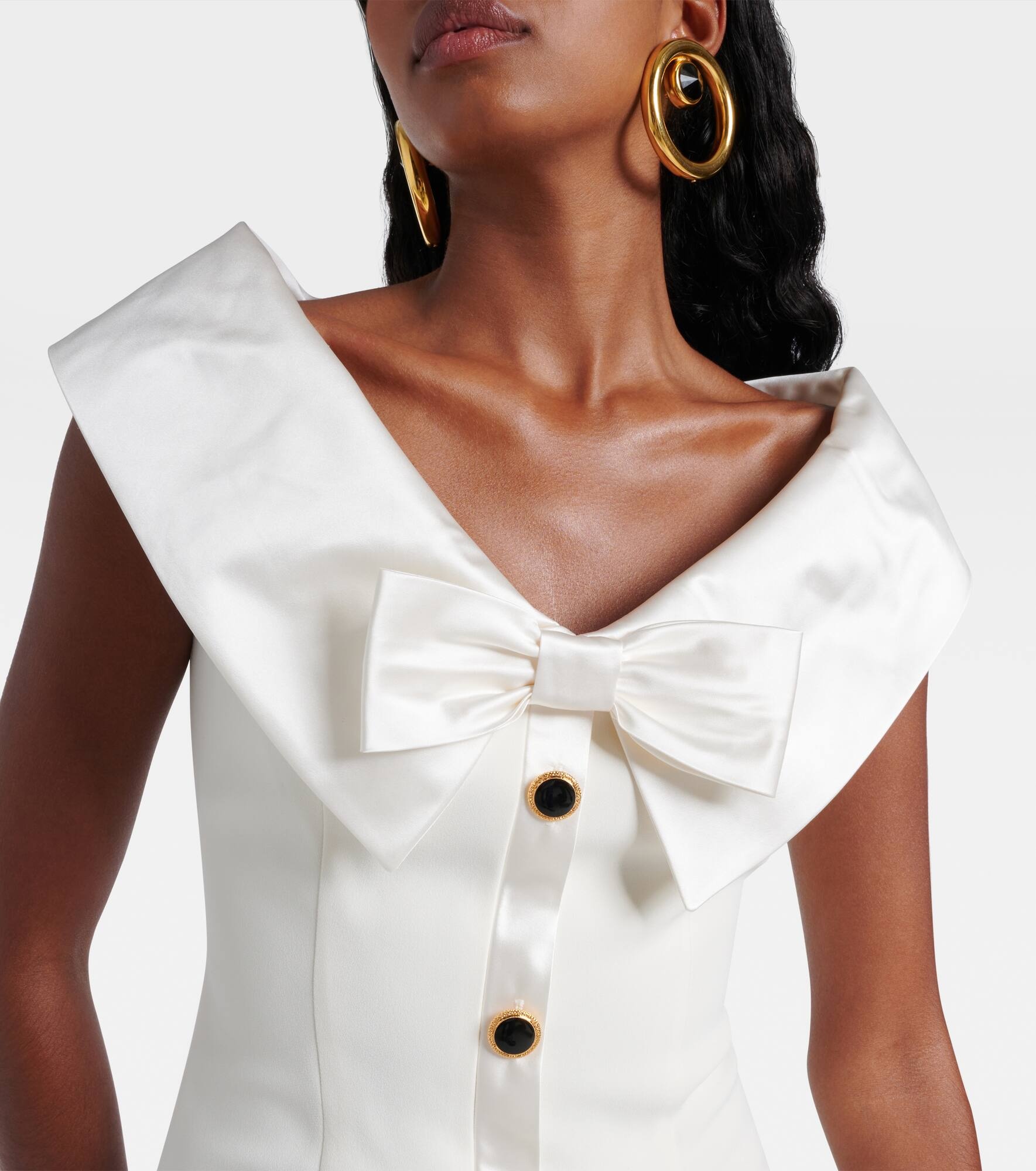 Bow-detail satin-trimmed cady minidress - 4