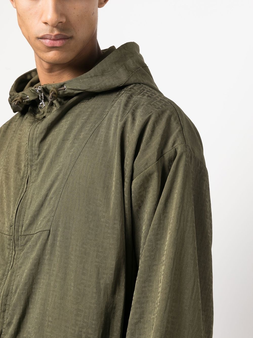logo-jacquard zip-up jacket - 6