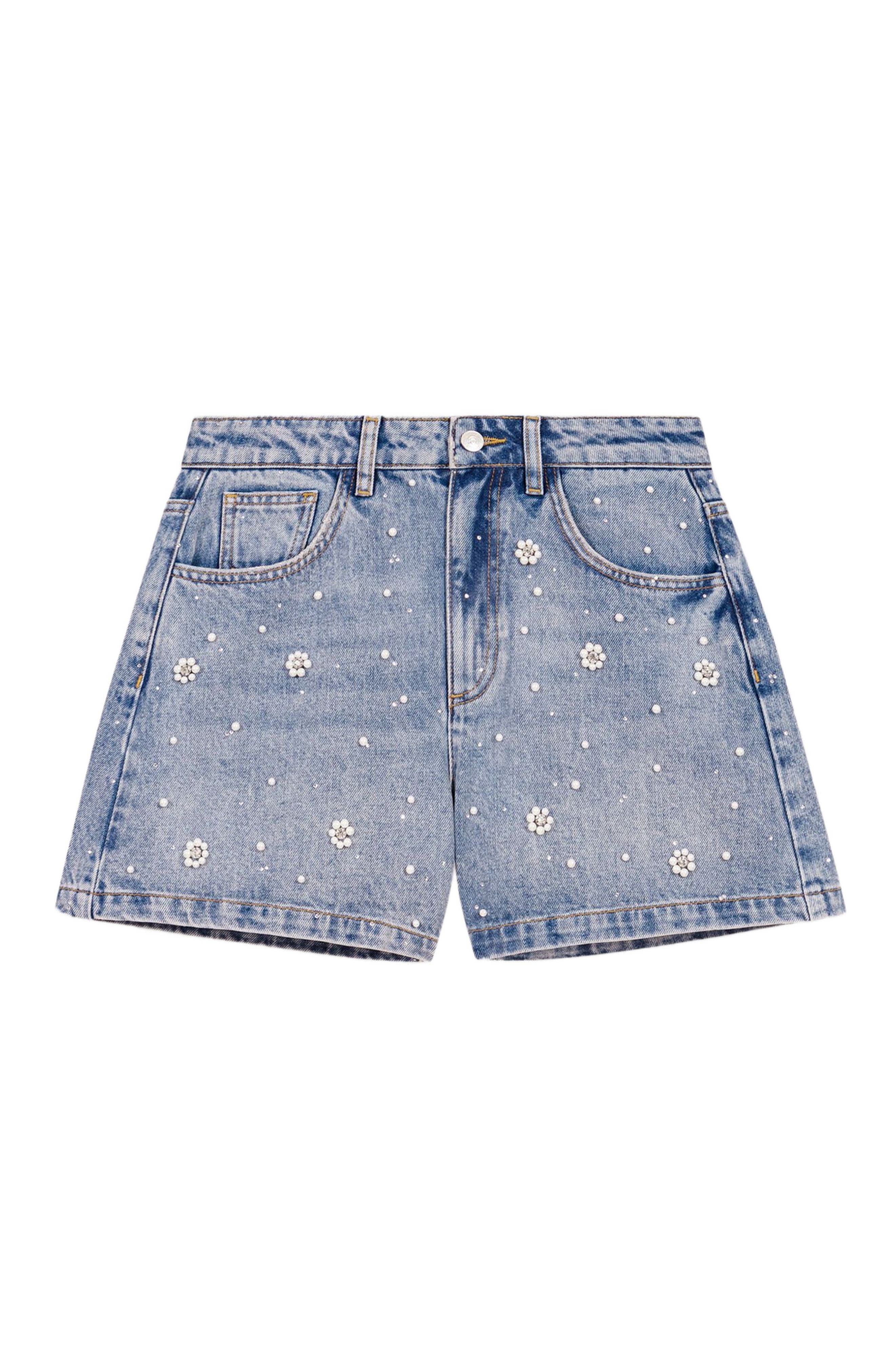 maje Denim shorts with embroidered beads in Blue at Nordstrom - 1
