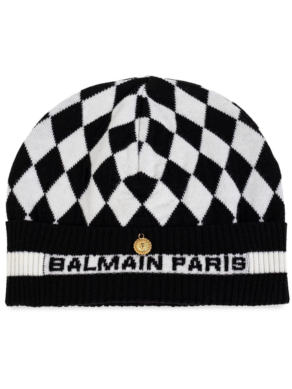 checked wool beanie - 1