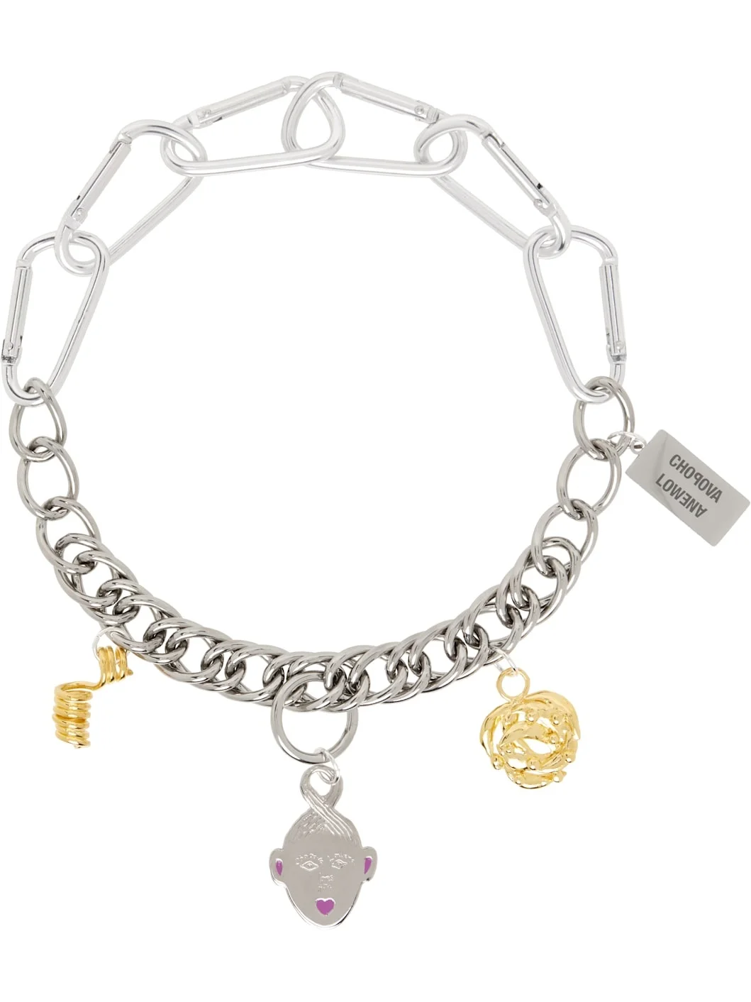 Silver Triple Curl Charm Necklace - 1