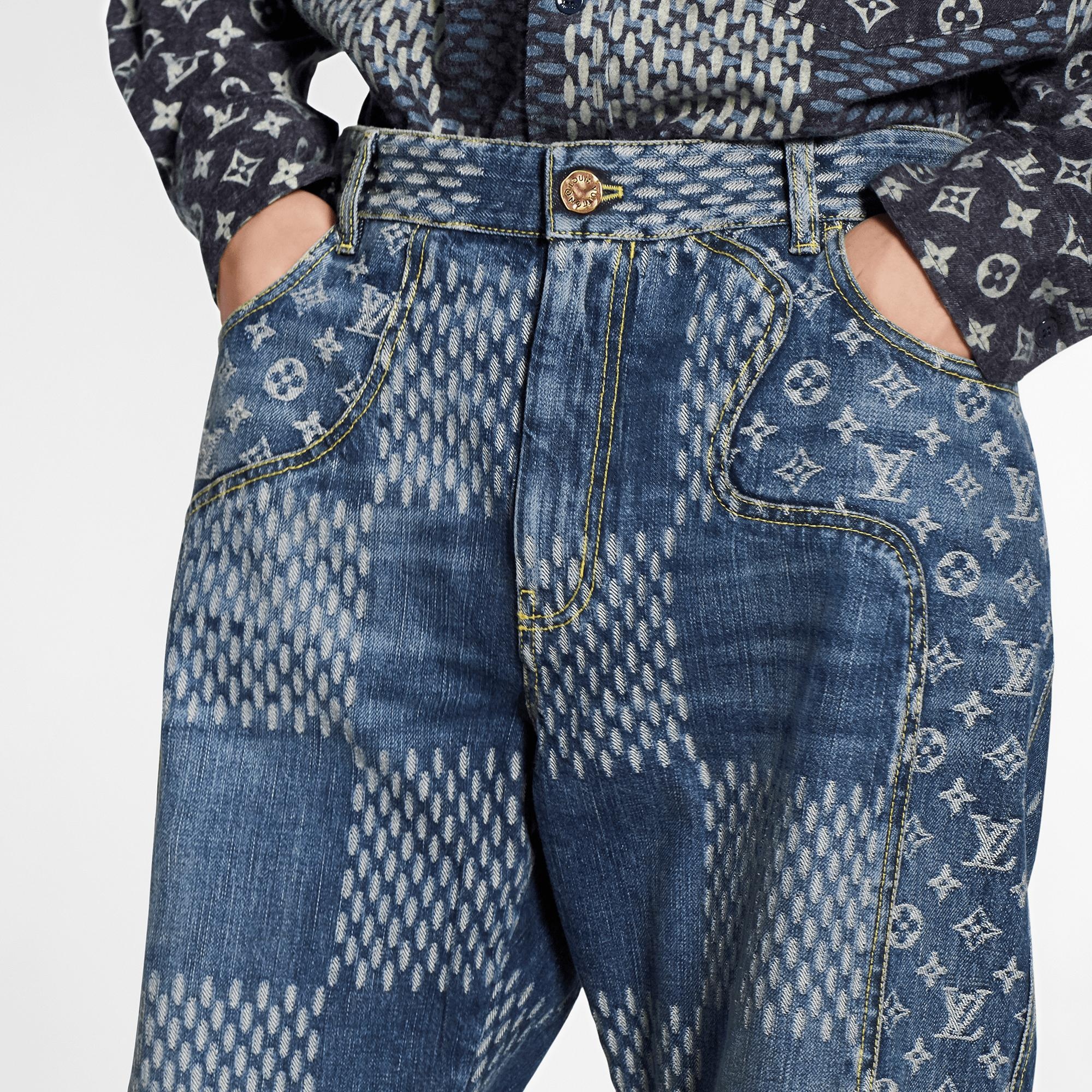 GIANT DAMIER WAVES MONOGRAM DENIM PANTS - 3