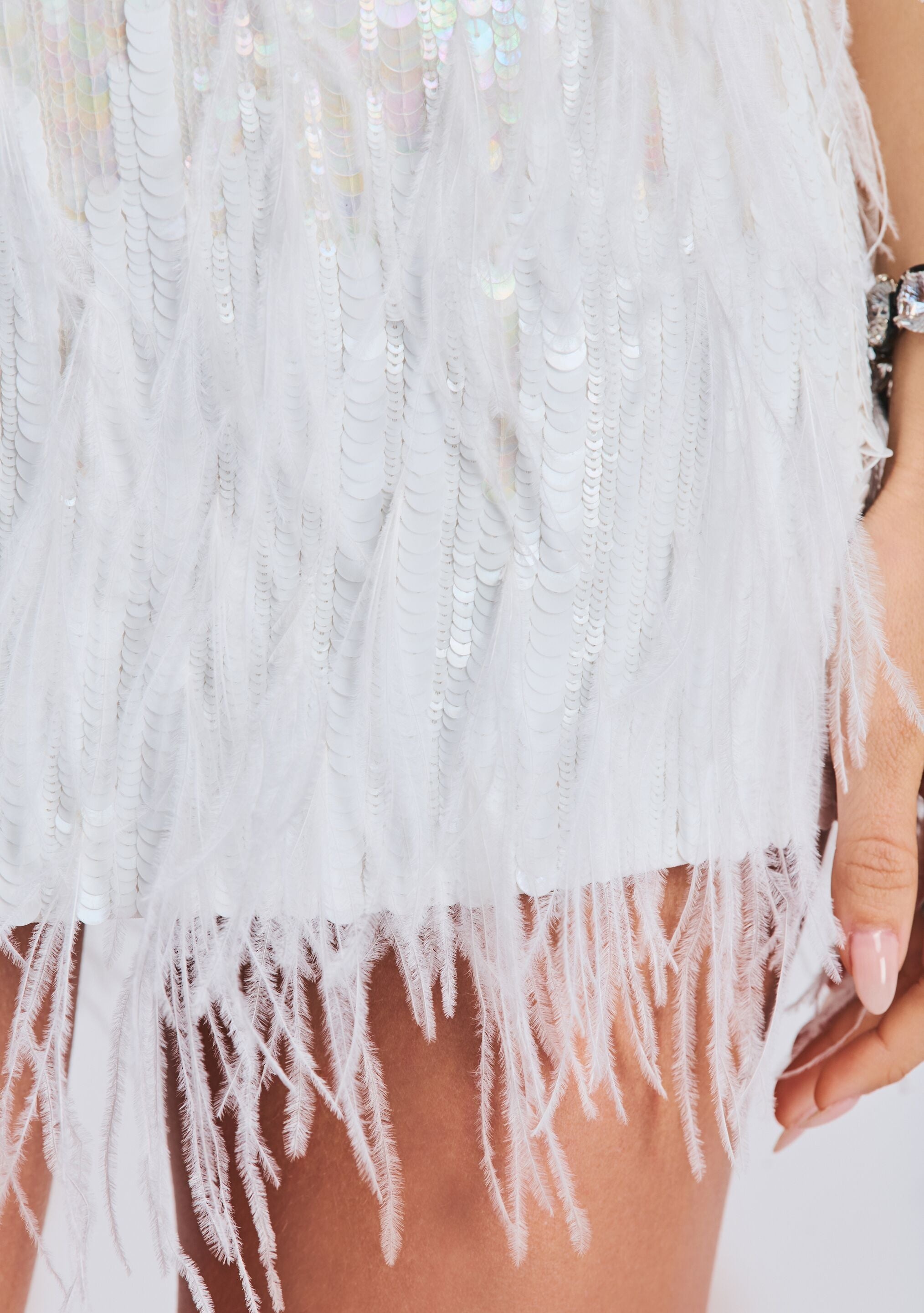 ATHANA SEQUIN FEATHER SKIRT - 2
