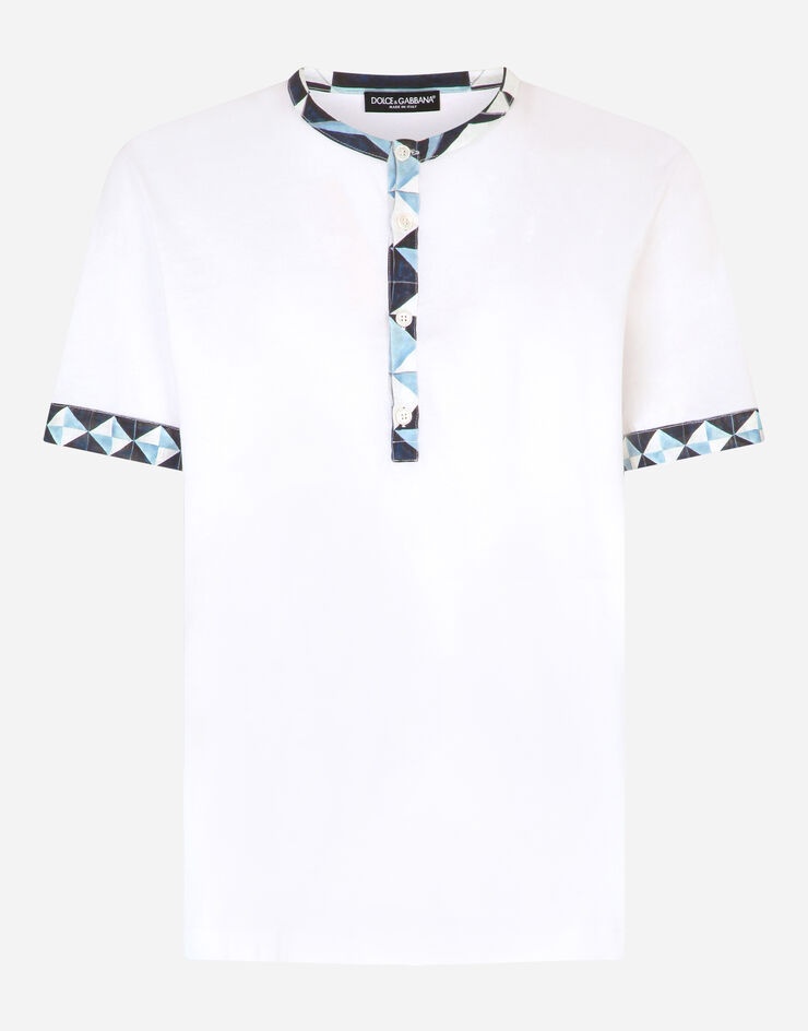 Grandad-neck t-shirt with majolica-print details - 3