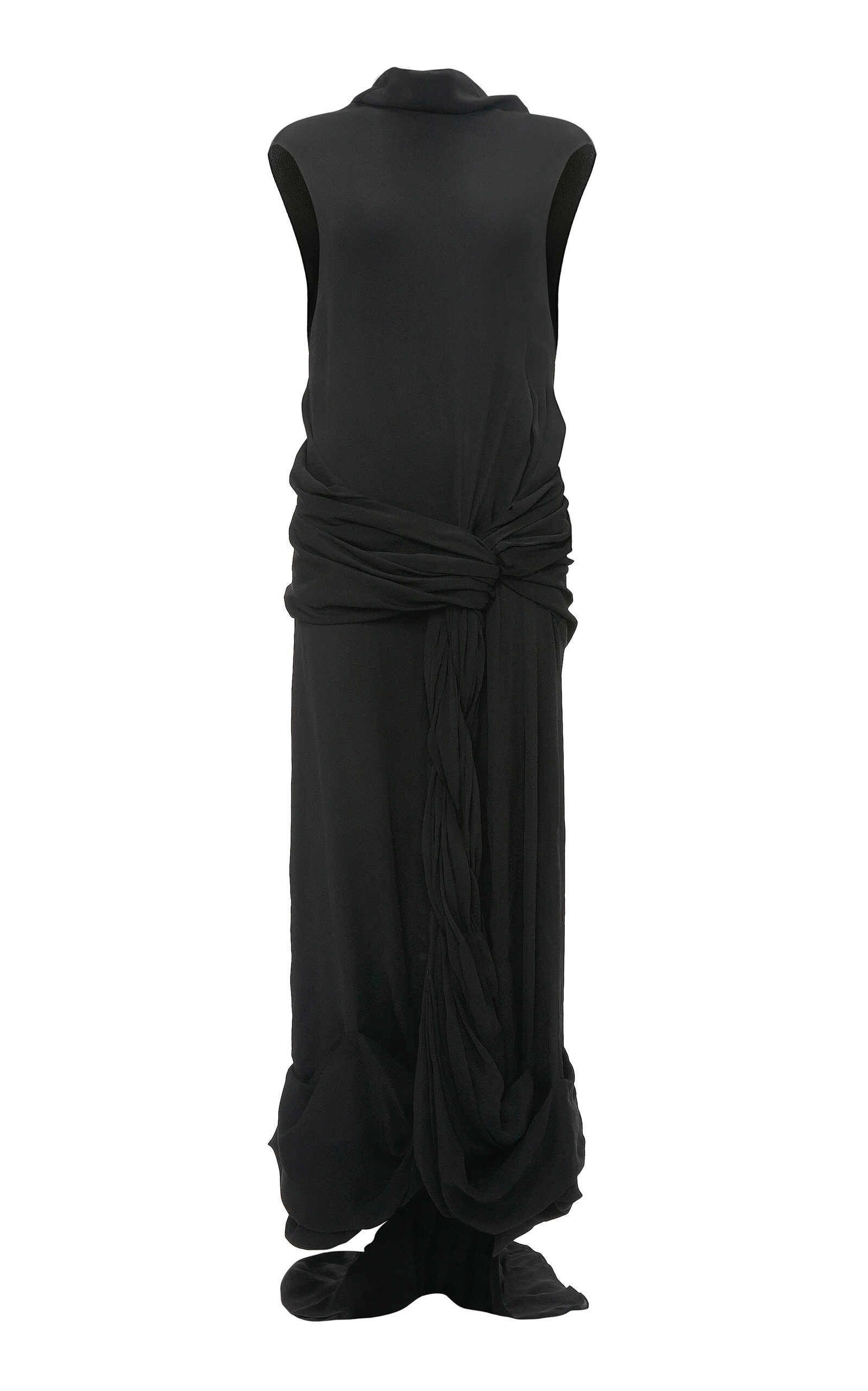 Draped Twisted Sheer-Crepe Maxi Dress black - 1