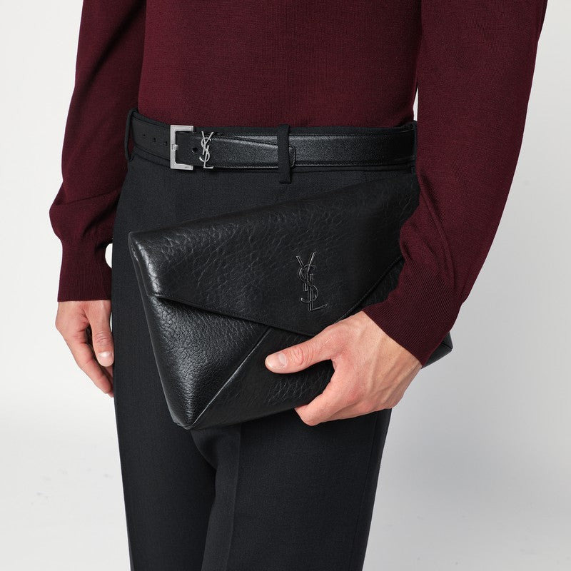 Saint Laurent Cassandre Large Black Envelope Clutch Bag With Logo Men - 2