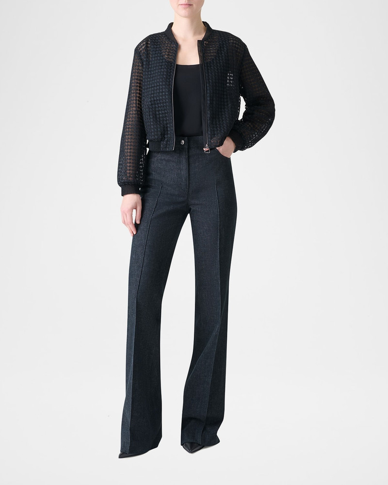 AKRIS Taide Flower Embroidered Tulle Bomber Jacket outlook