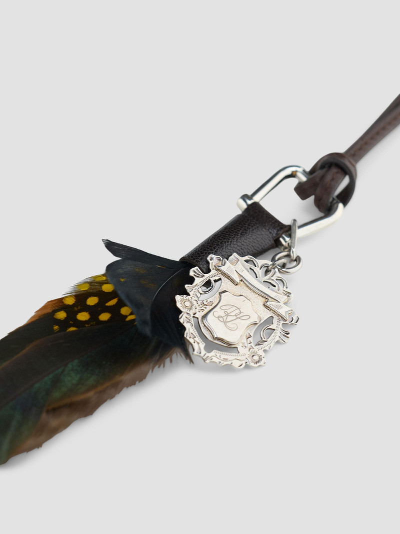 Women's Leather & Feather Bag Charm - Brown Multi 5