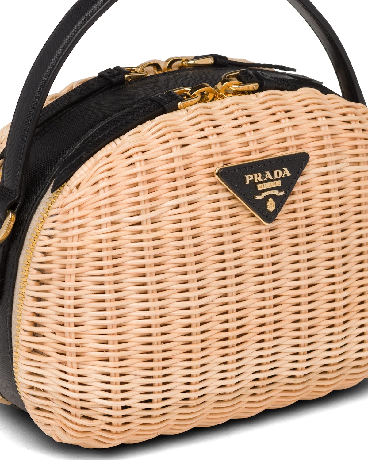 Wicker and Saffiano leather shoulder bag - 6