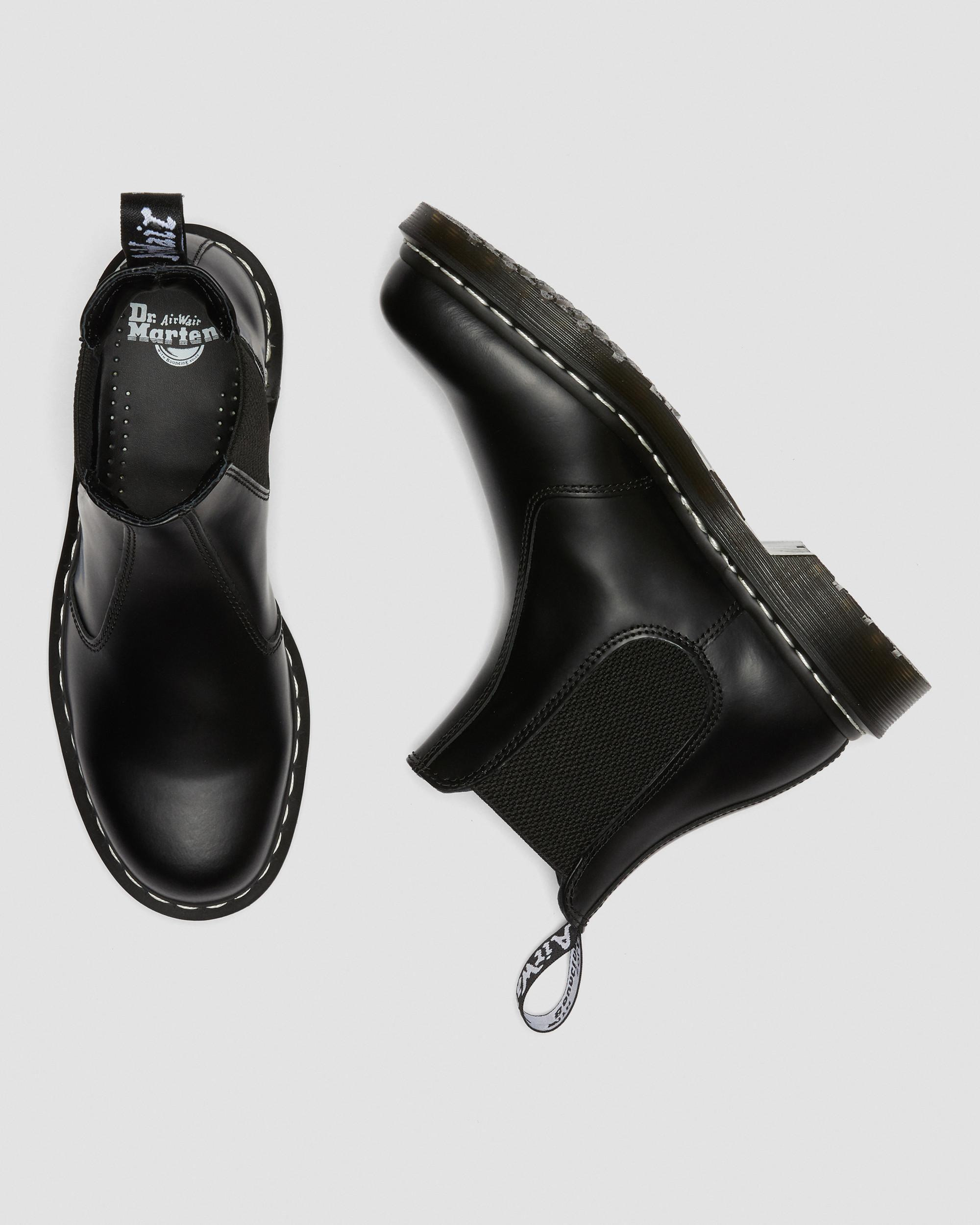 2976 White Stitch Smooth Leather Chelsea Boots - 2
