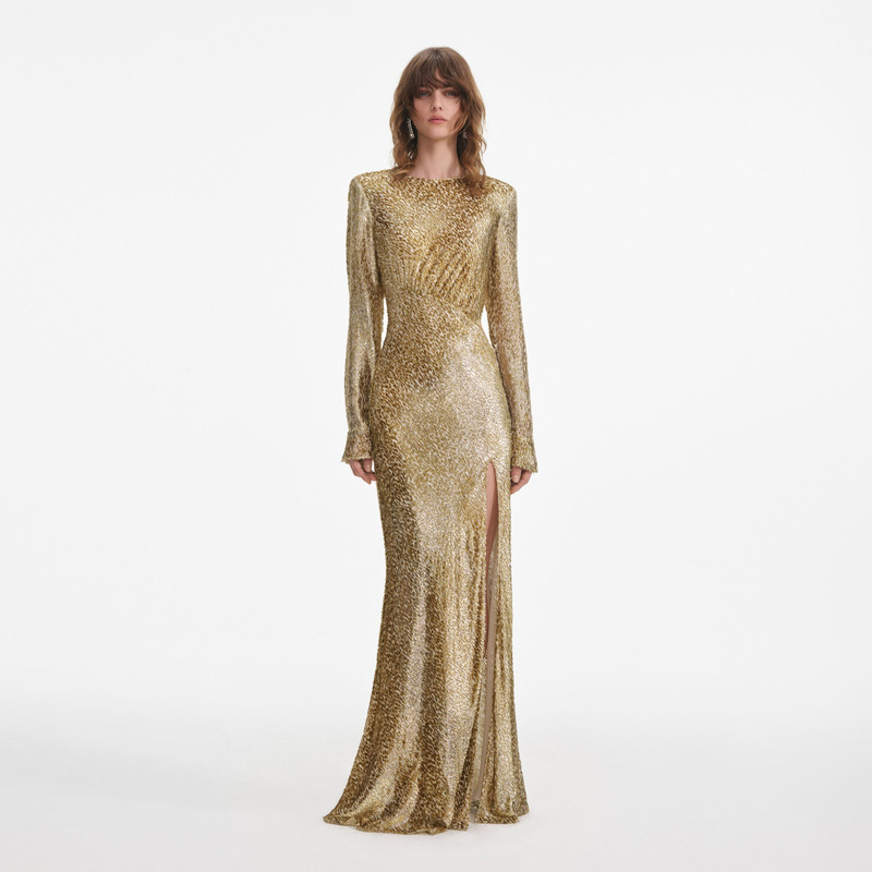 Gold Fil Coupe Maxi Dress - 1