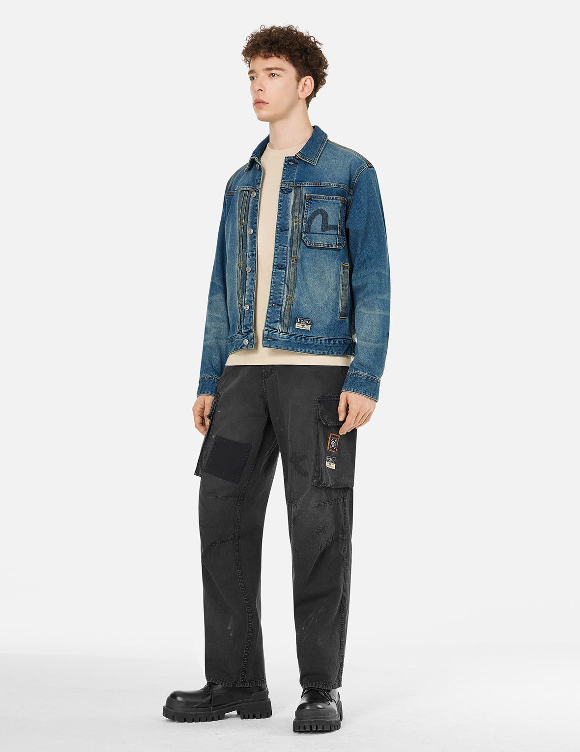 Totem Seagull Embroidery Straight Fit Cargo Pants - 9