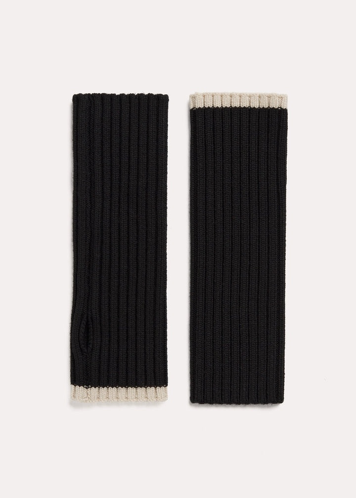 Fingerless wool gloves black - 4