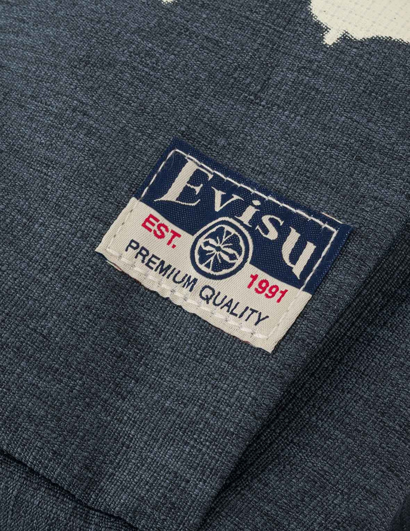 Faux Sticker Logo Print Denim Backpack 6