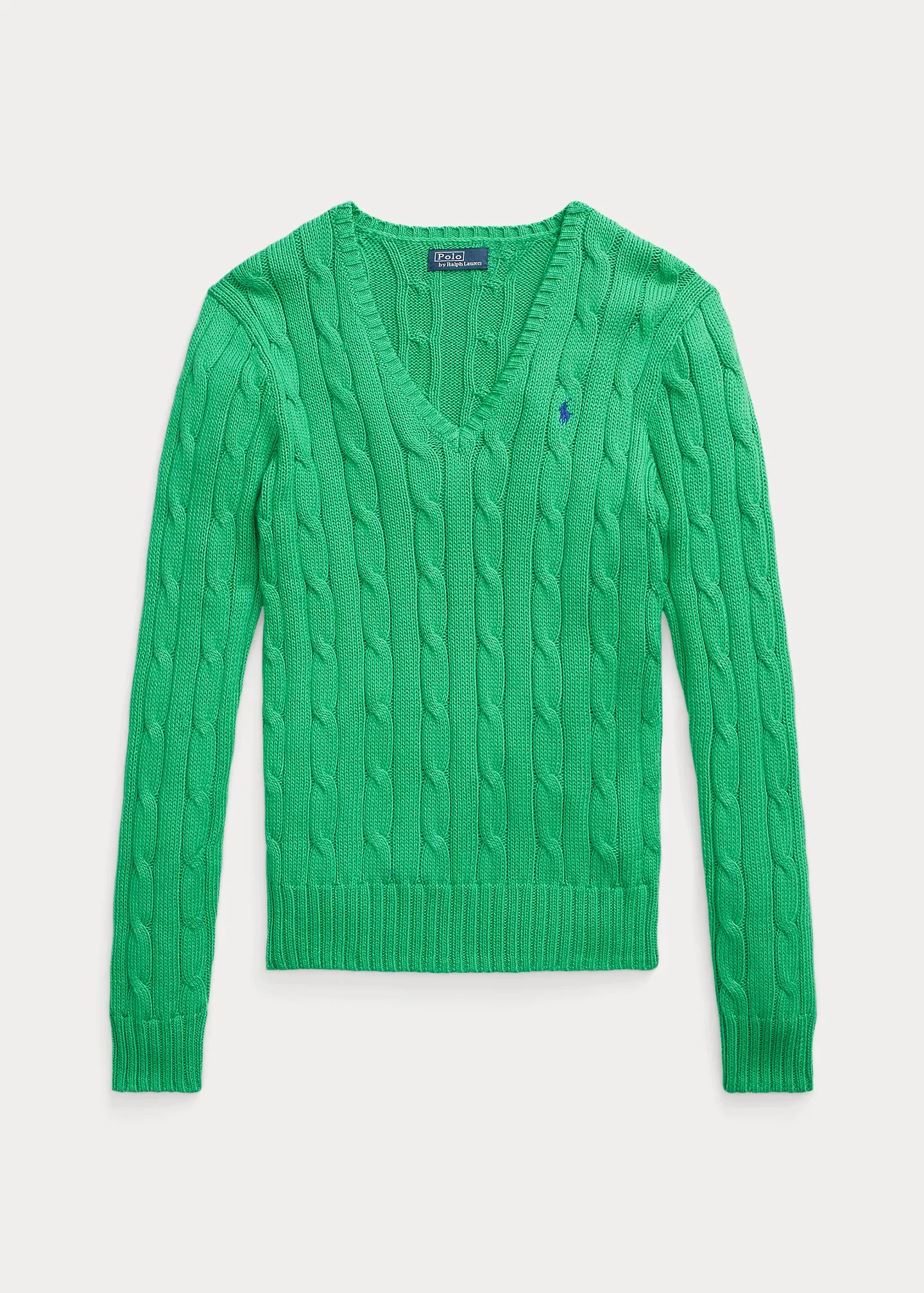 Cable-Knit Cotton V-Neck Sweater - 1