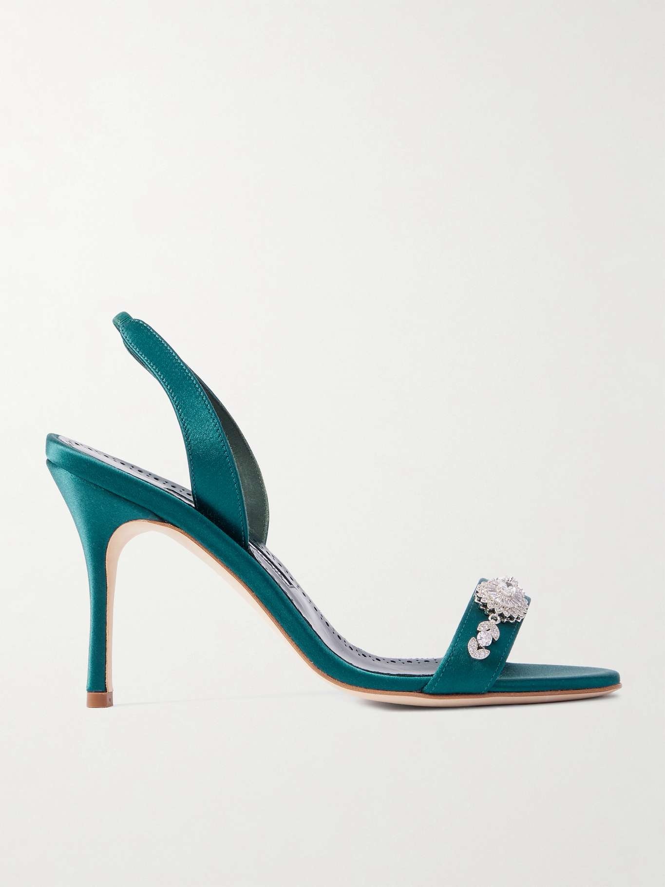 Lamisan 90 crystal-embellished satin slingback sandals - 1