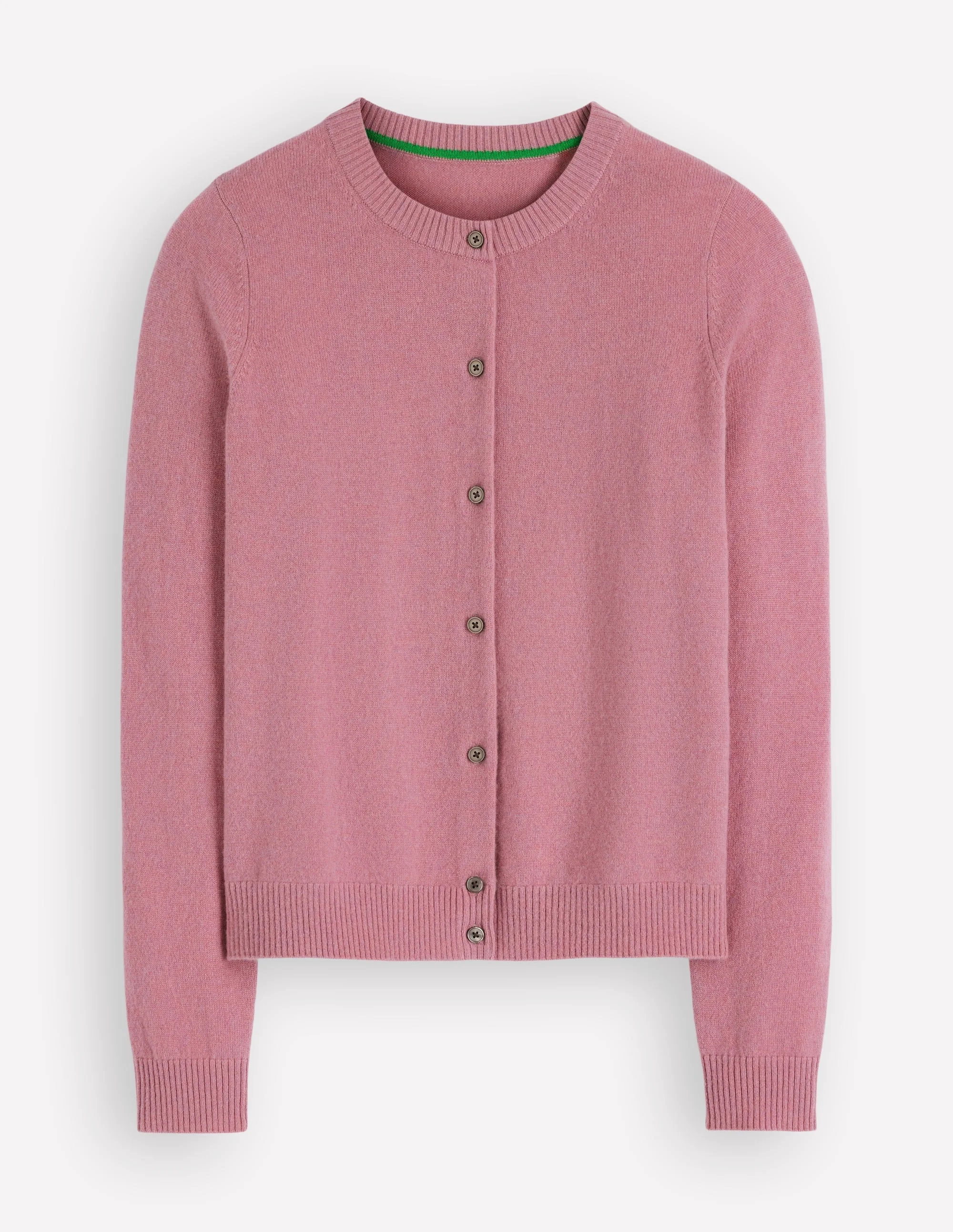 Elsie Cashmere Crew Cardigan-Pink Heather - 1