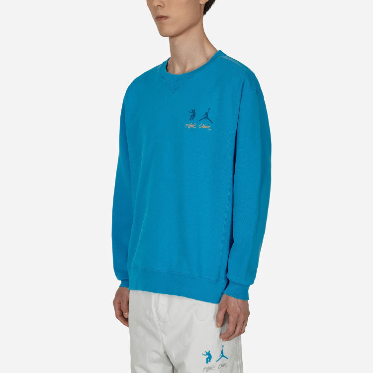 Air Jordan x union Crossover SS22 Logo Solid Color Sleeve Sports Round Neck Asia Edition Blue DJ9523 - 5