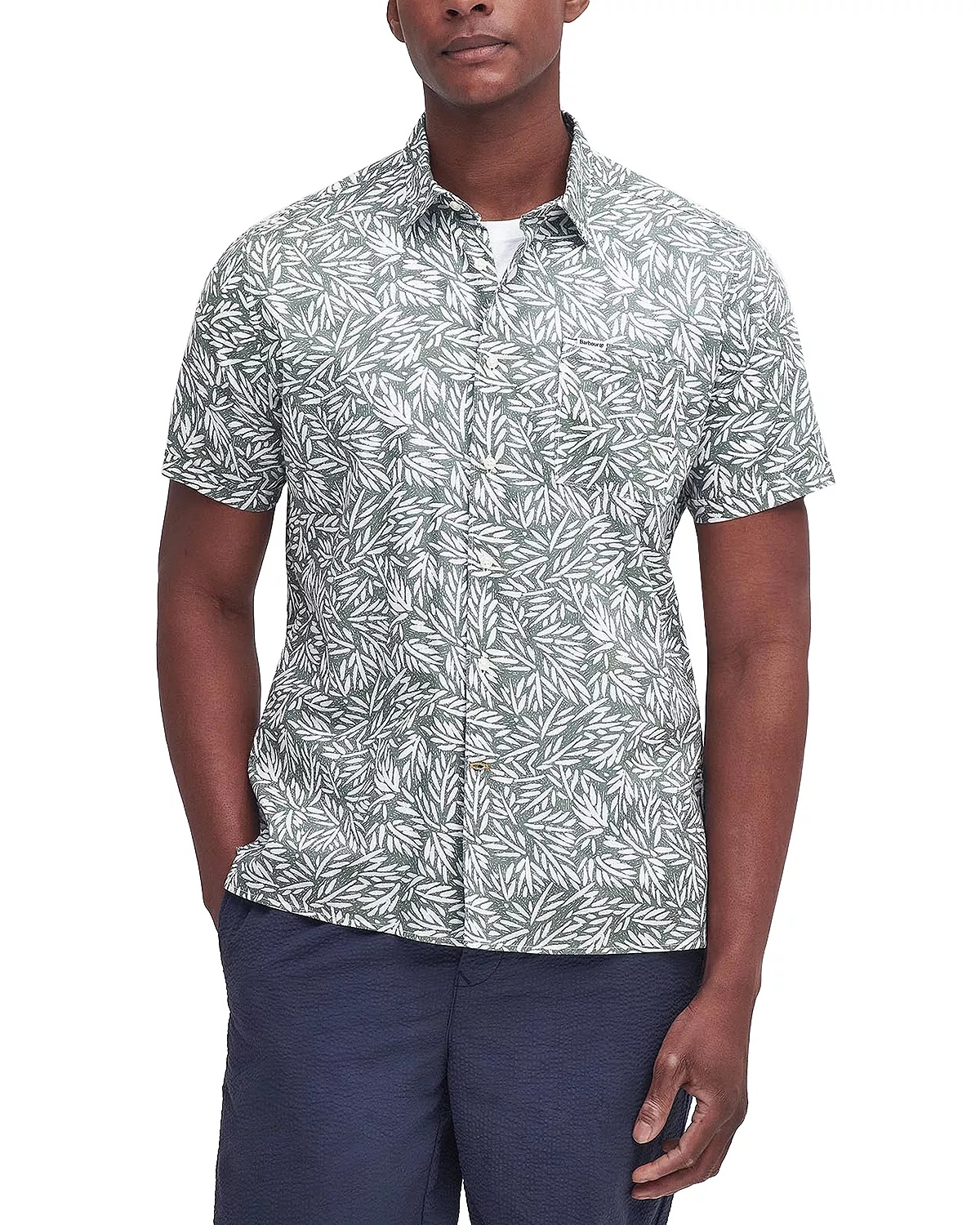 Jackstone Cotton Frond Print Regular Fit Button Down Shirt - 1