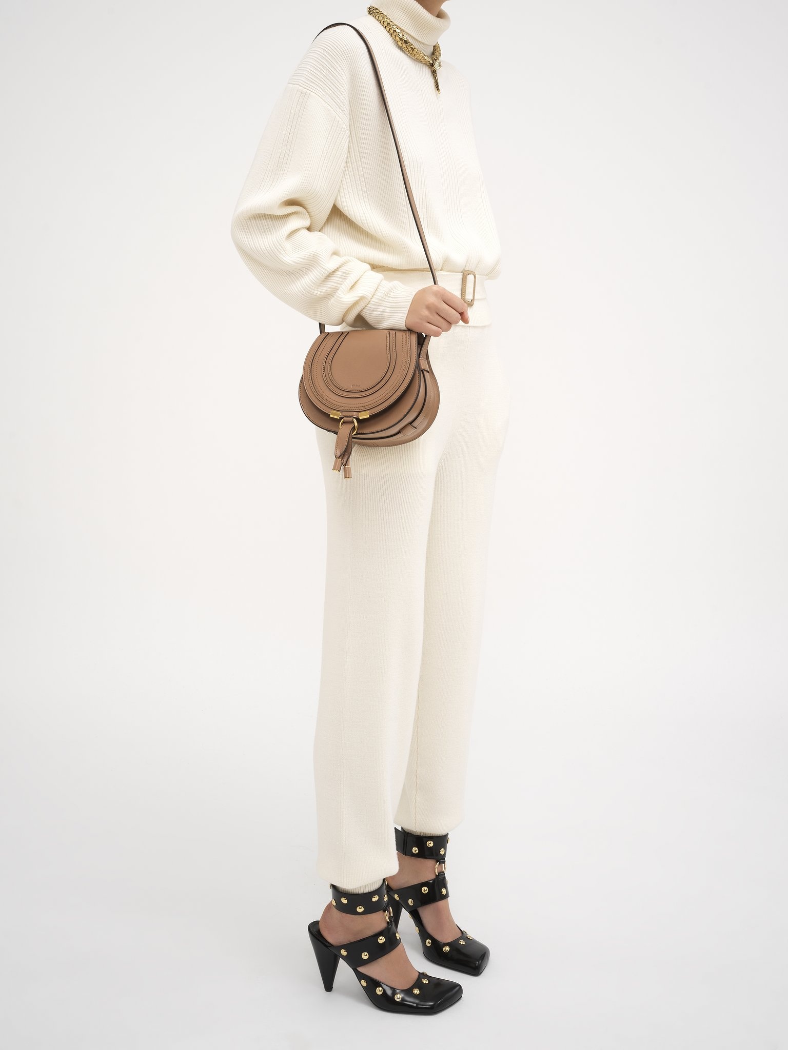 SMALL MARCIE SADDLE BAG IN SHINY LEATHER - 2