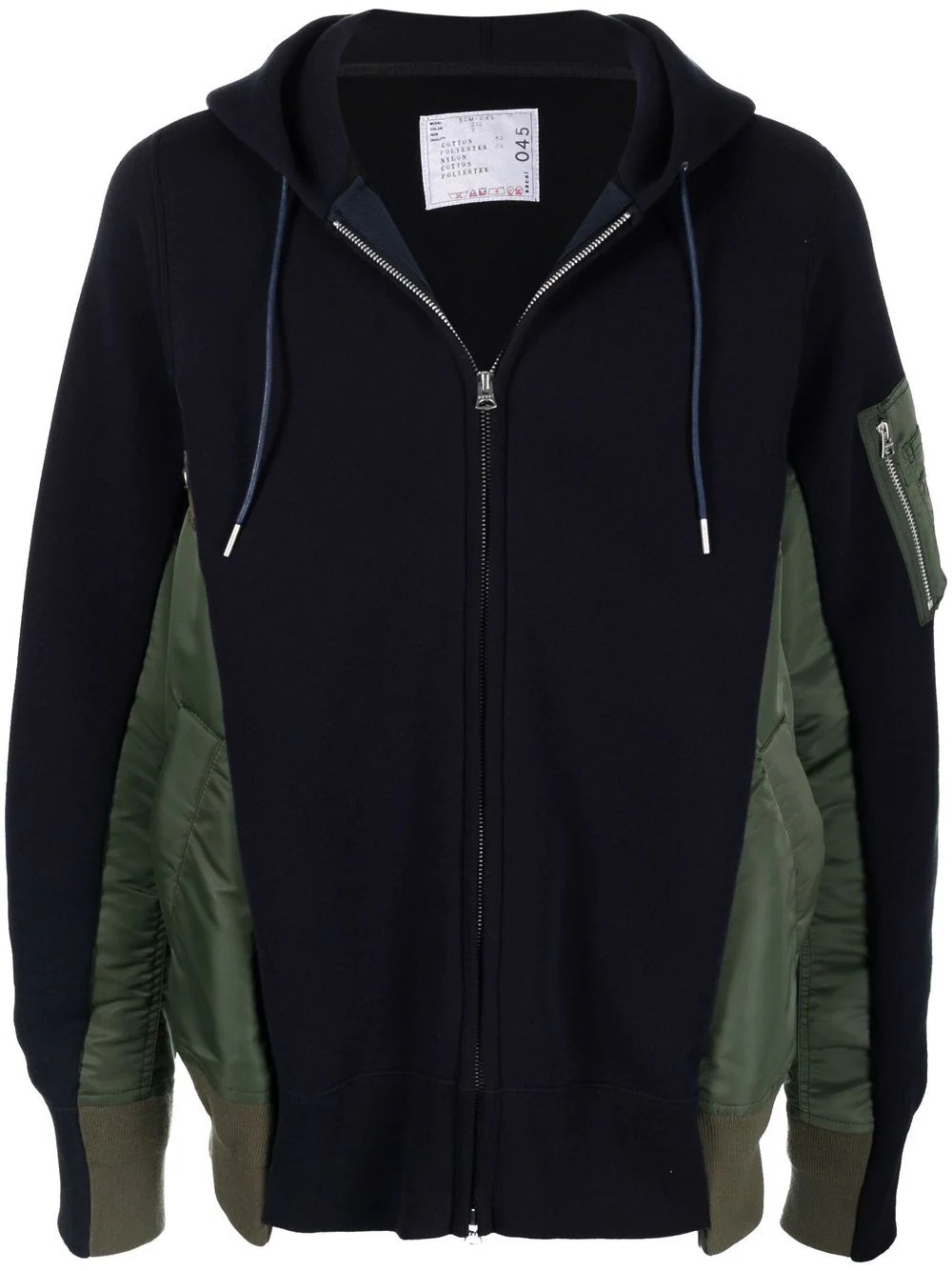 panelled drawstring hoodie jacket - 1