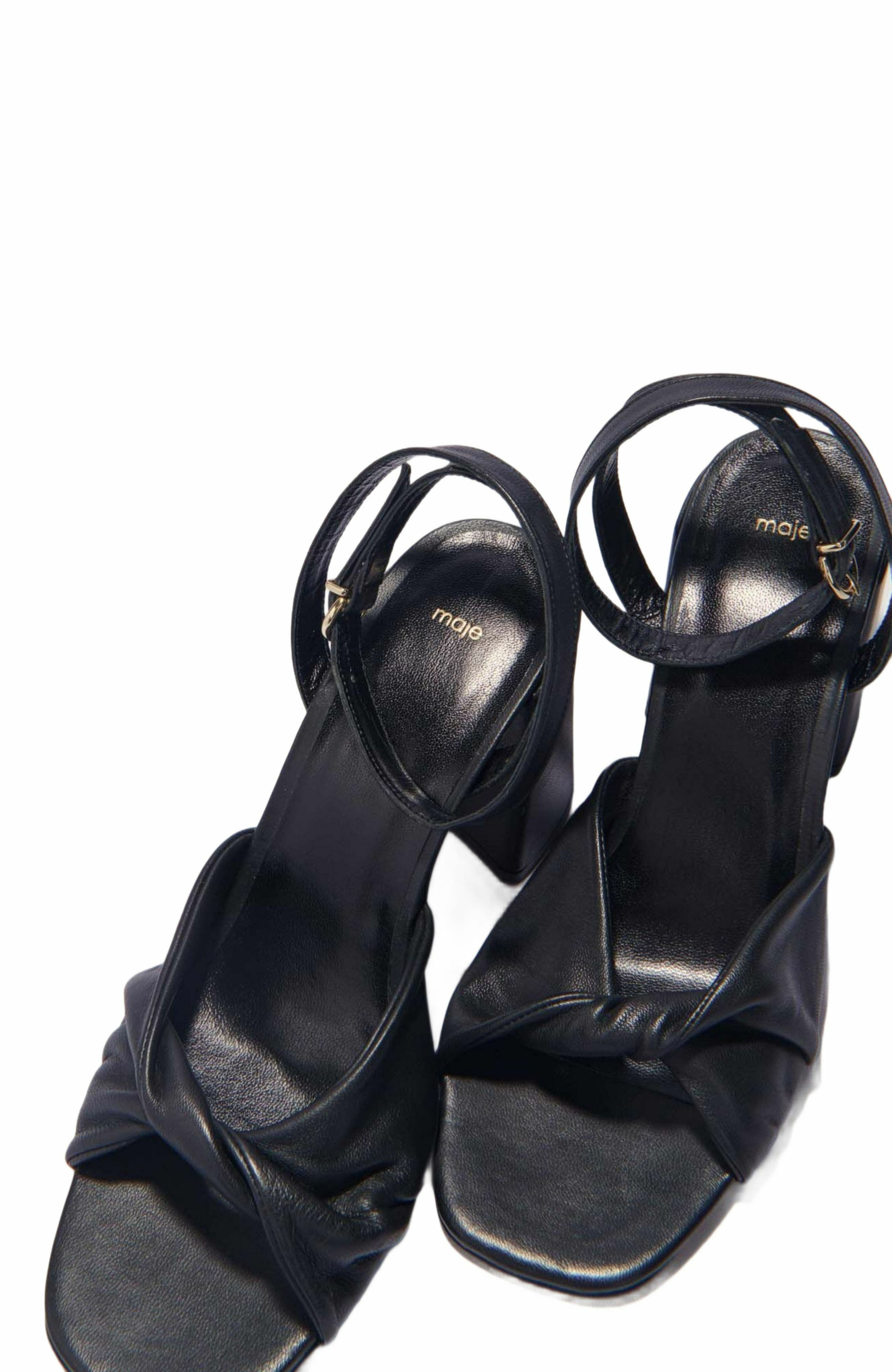 maje Plain leather sandals with heels in Black at Nordstrom - 6