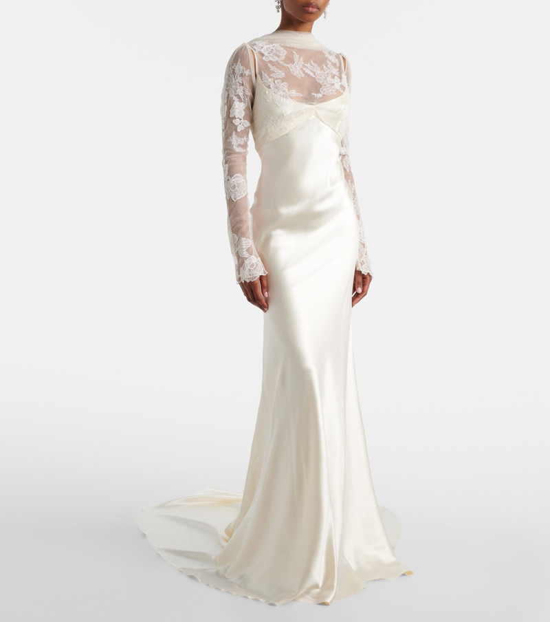DANIELLE FRANKEL Bridal Esme lace-trimmed silk and wool gown outlook