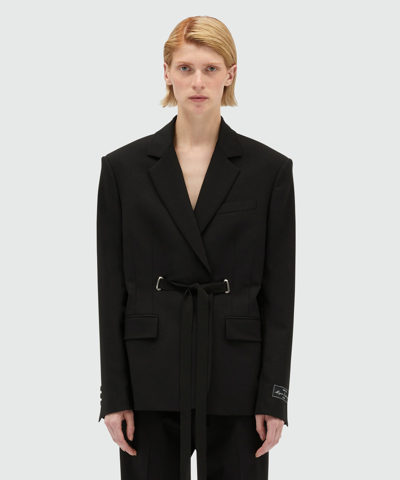 MSGM MSGM Tailoring black fresco wool jacket with drawstring outlook