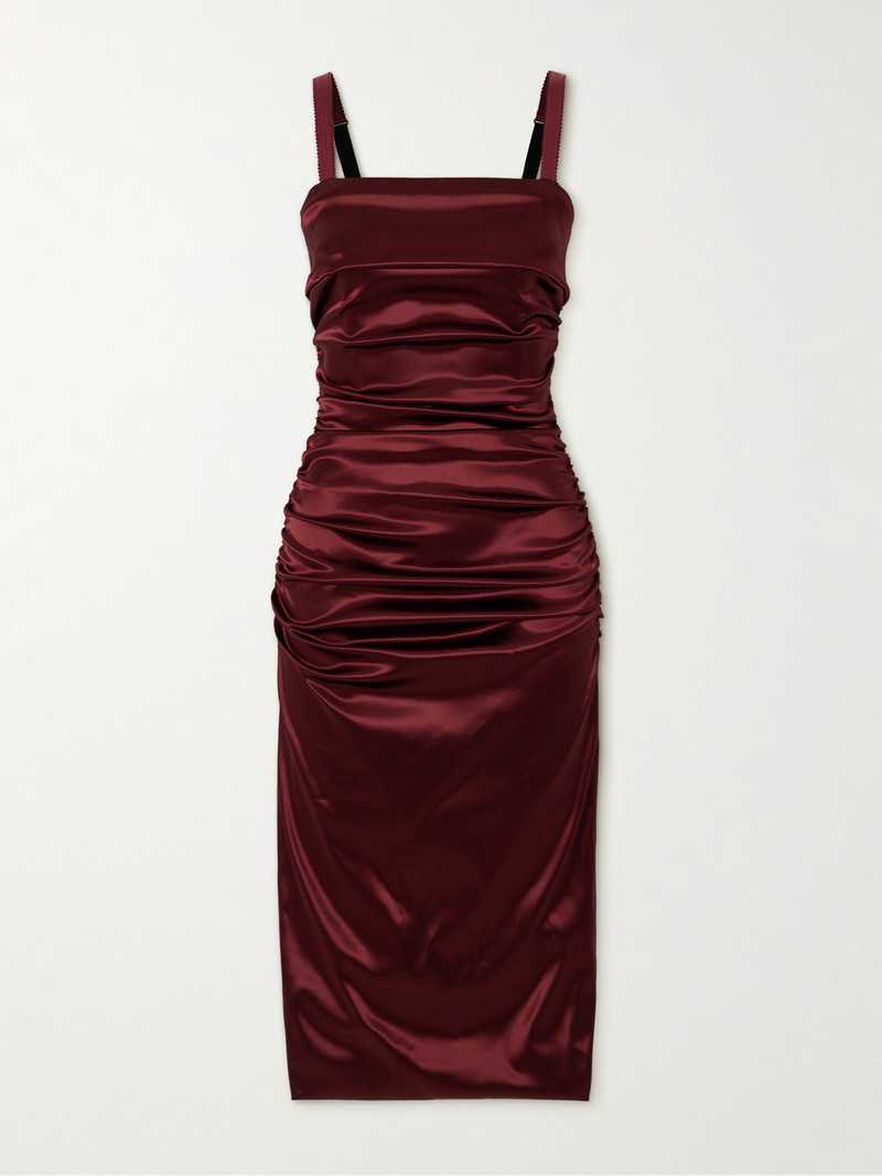 Ruched Satin Midi Dress 1