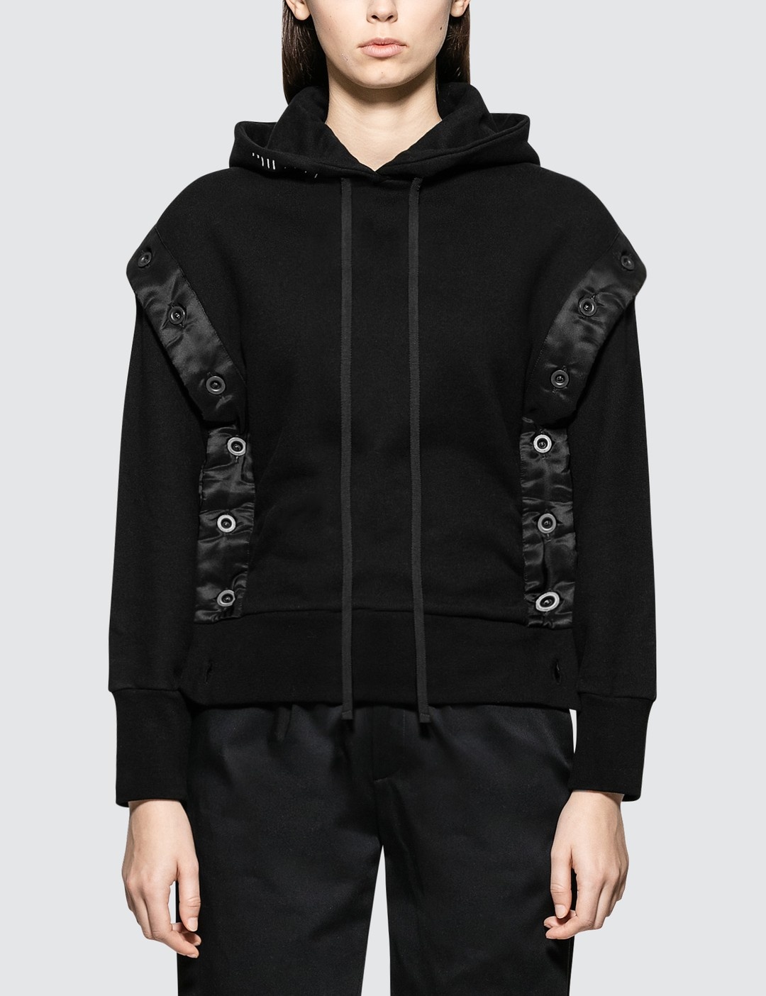TERRY OPEN BUTTON HOODIE - 1
