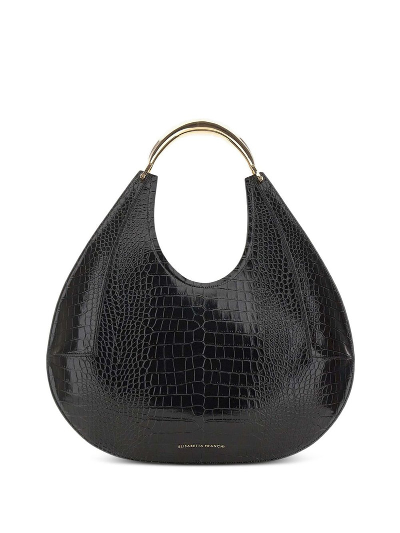large crocodile-embossed jewel-handle tote bag 1