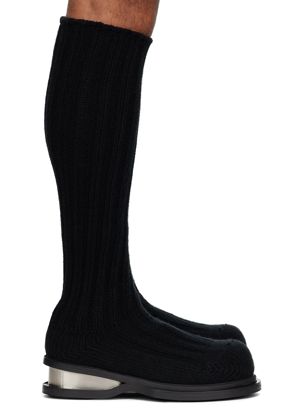 Black Knit Tall Boots - 1