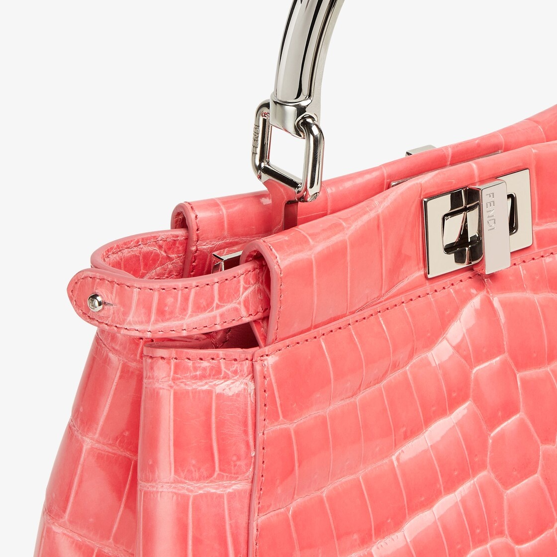 Iconic small Peekaboo bag, made of exquisite, pink crocodile leather and embellished with the classi - 5