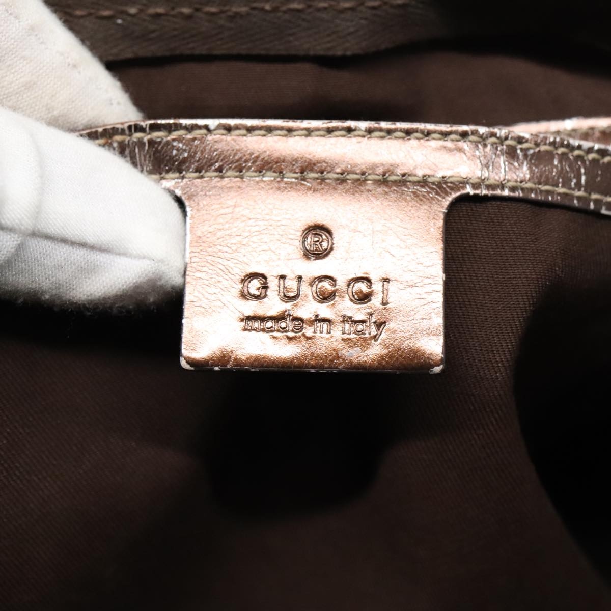 GUCCI GG Canvas Hand Bag Brown Gold - 16