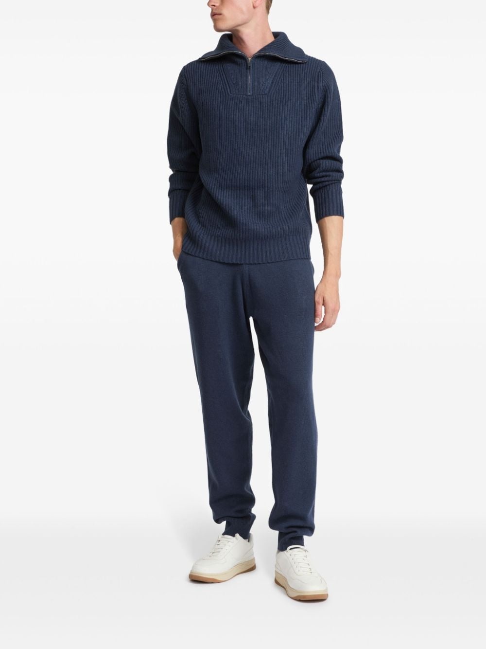 zip-up ribbed knit sweater - 3