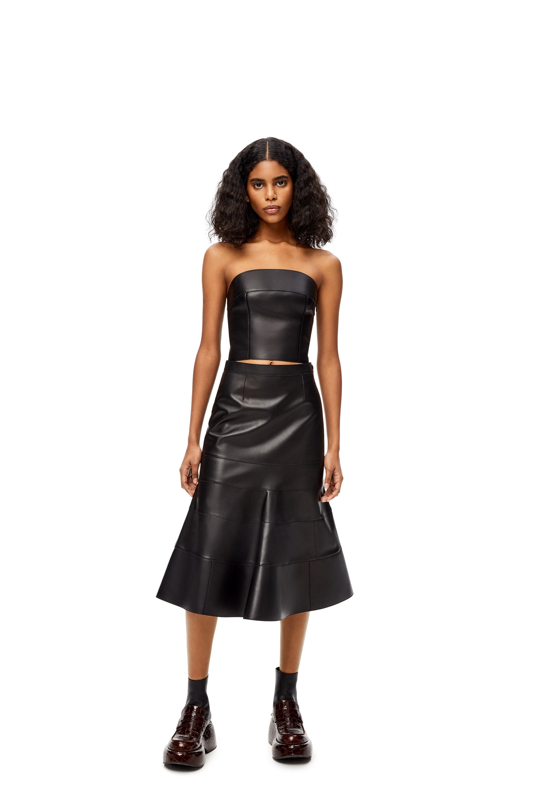 Godet skirt in nappa - 2