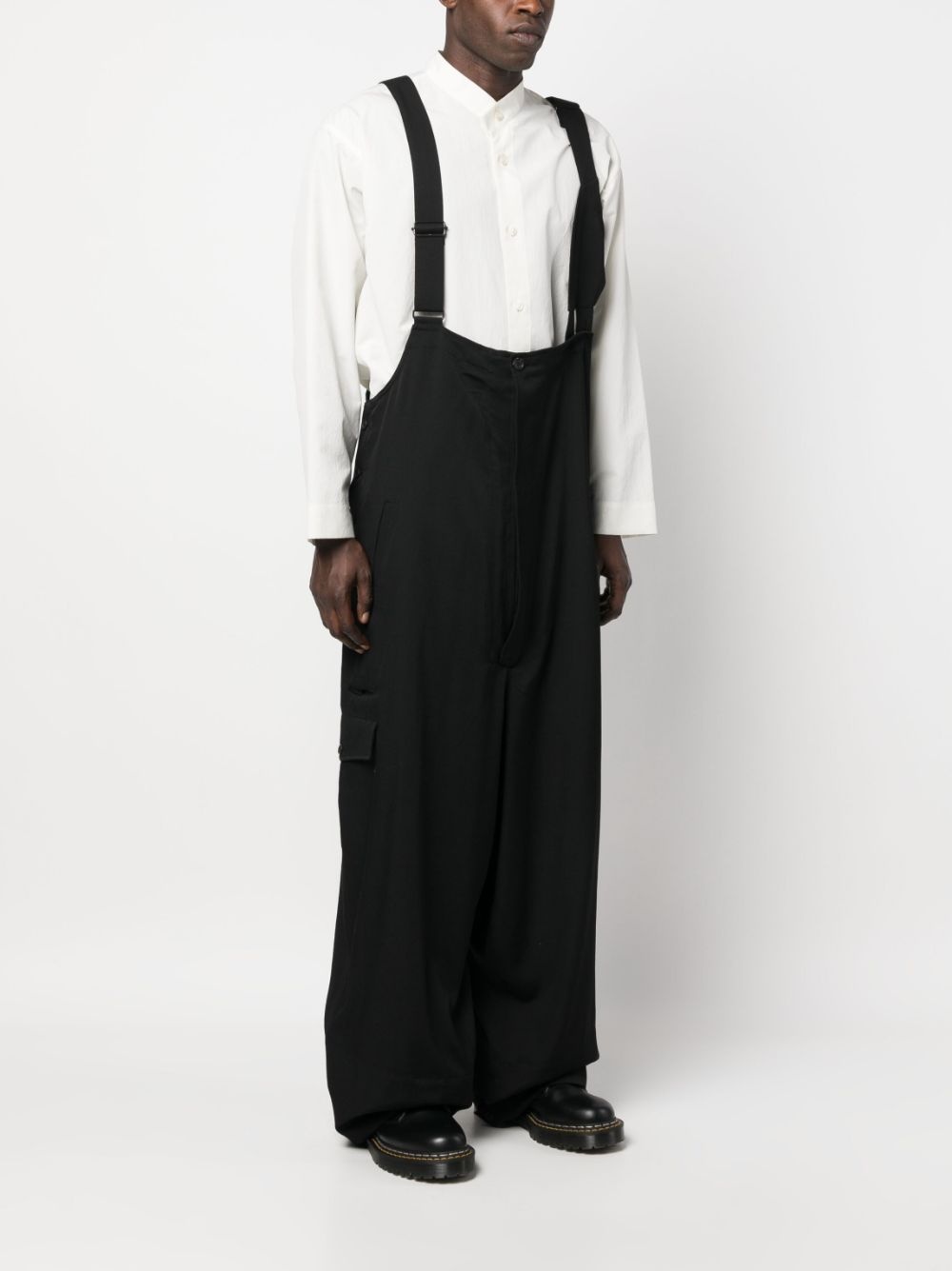 drop-crotch wool suspender trousers - 3