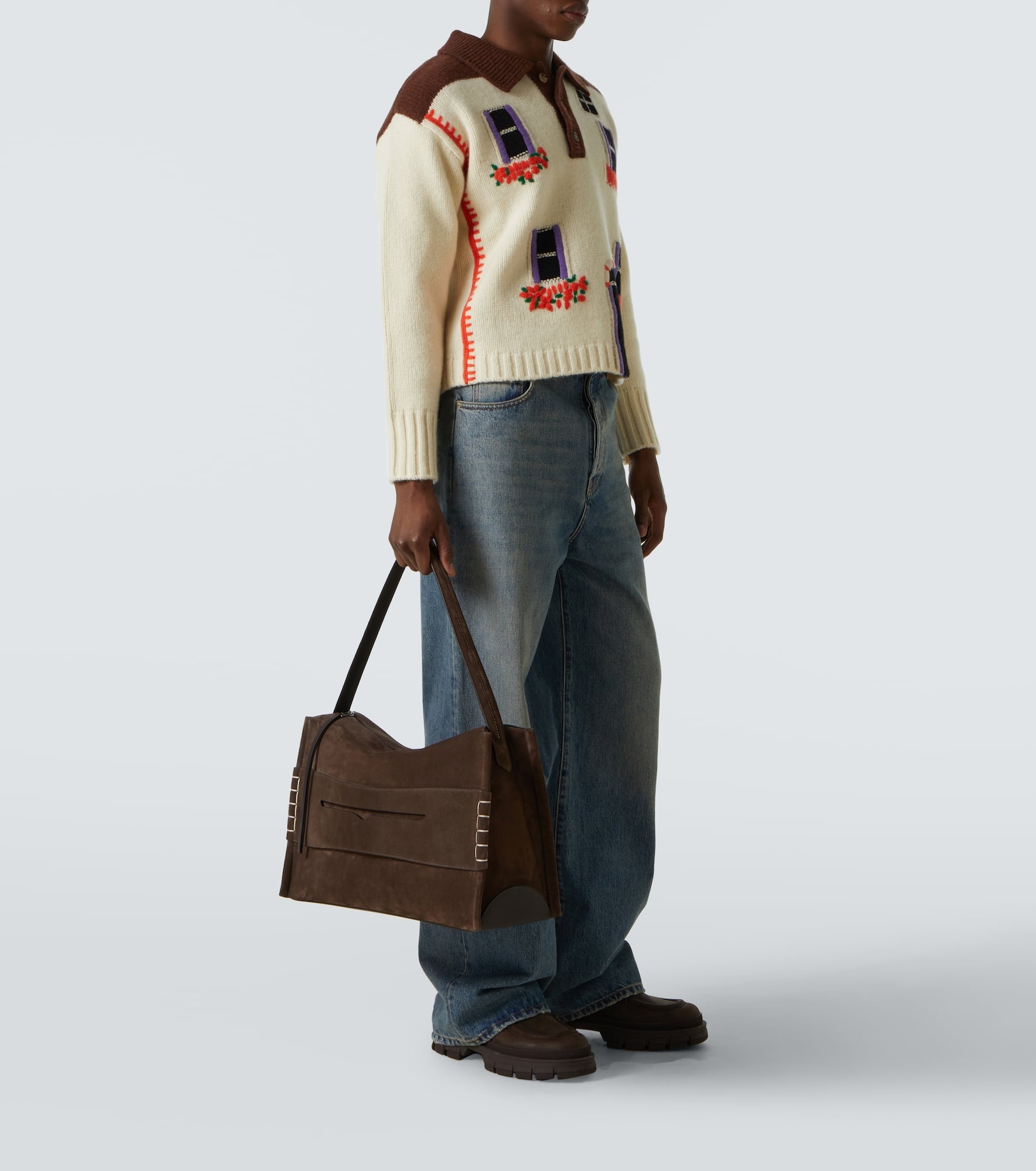 Loafer Large suede shoulder bag - 7